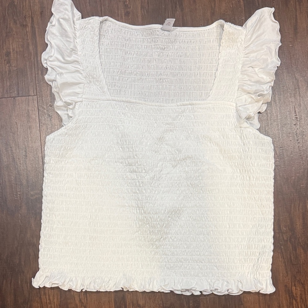 Old Navy White Ruffled Blouse
